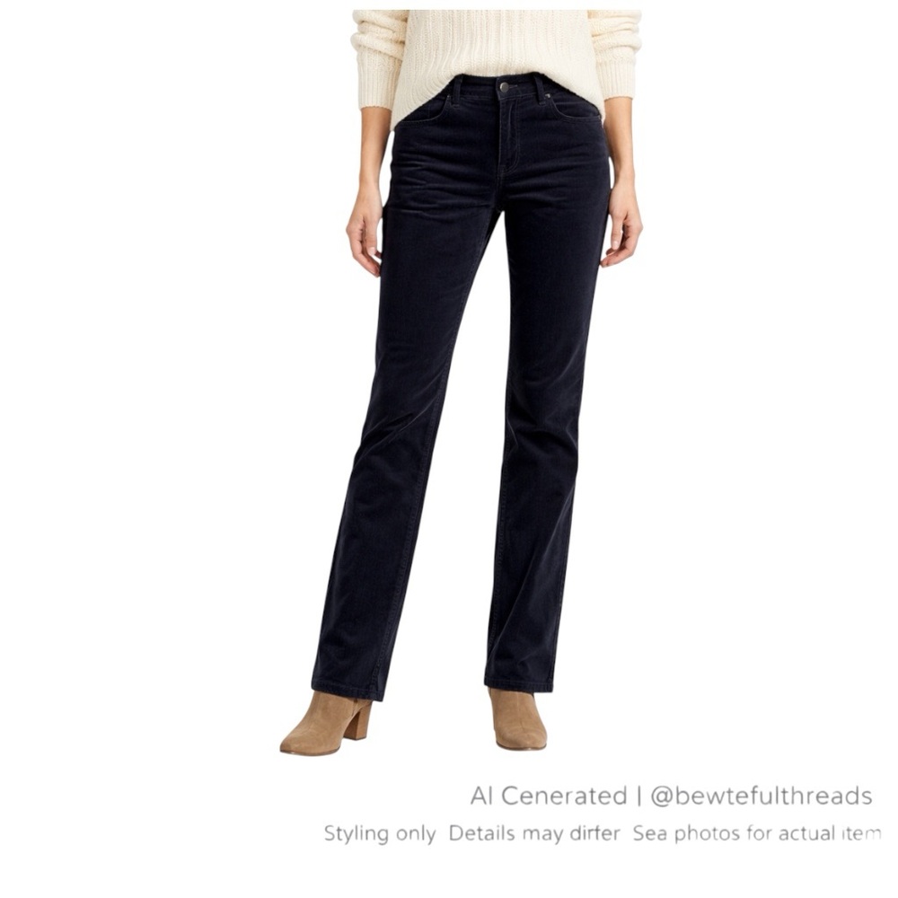 Lands’ End US 12 Tall Navy Corduroy Pants 33.5” Inseam Stretch Straight